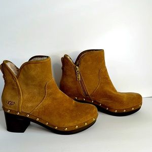 UGG Tan Ankle Boots with Studded Detail